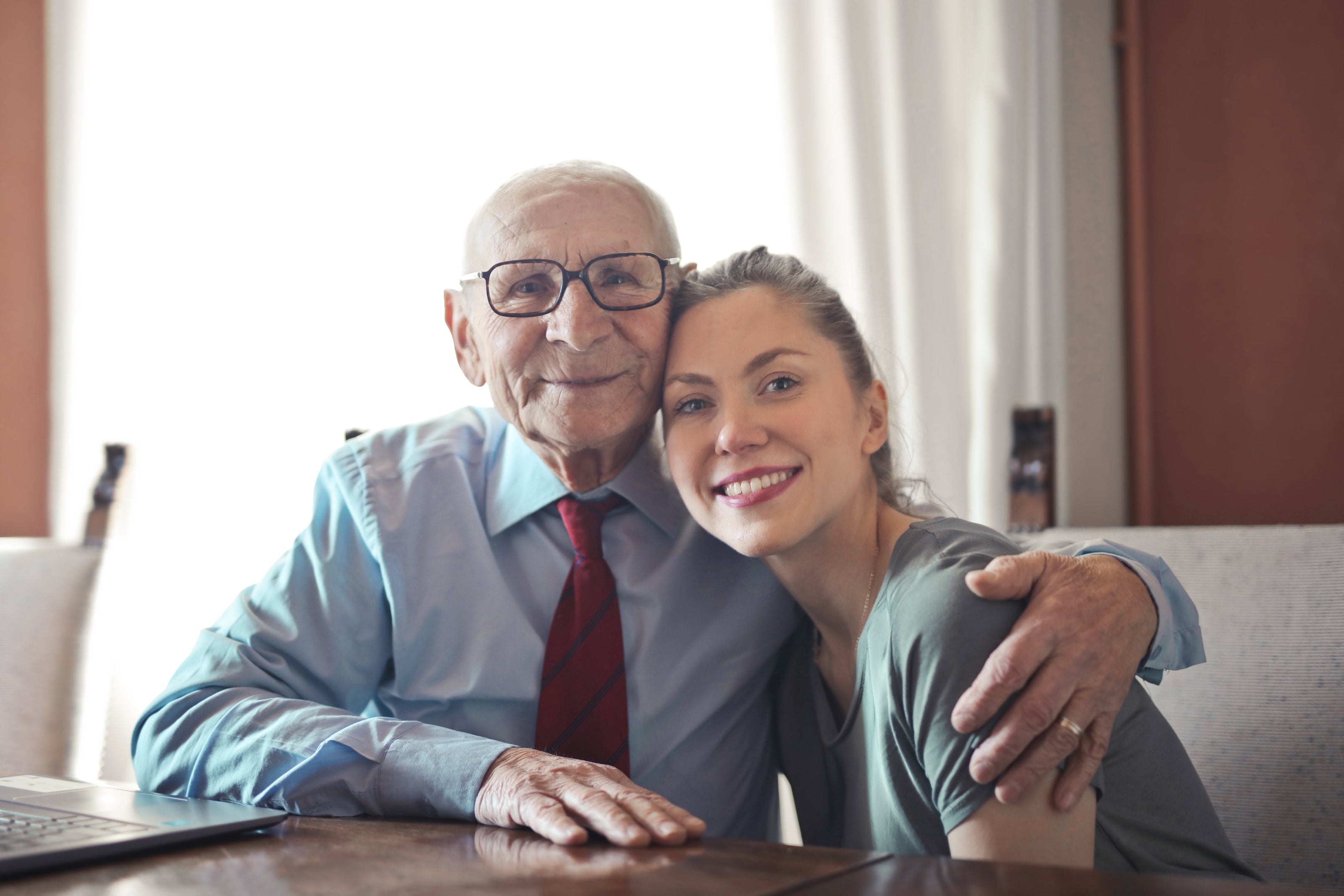 Happy grandad and granddaughter