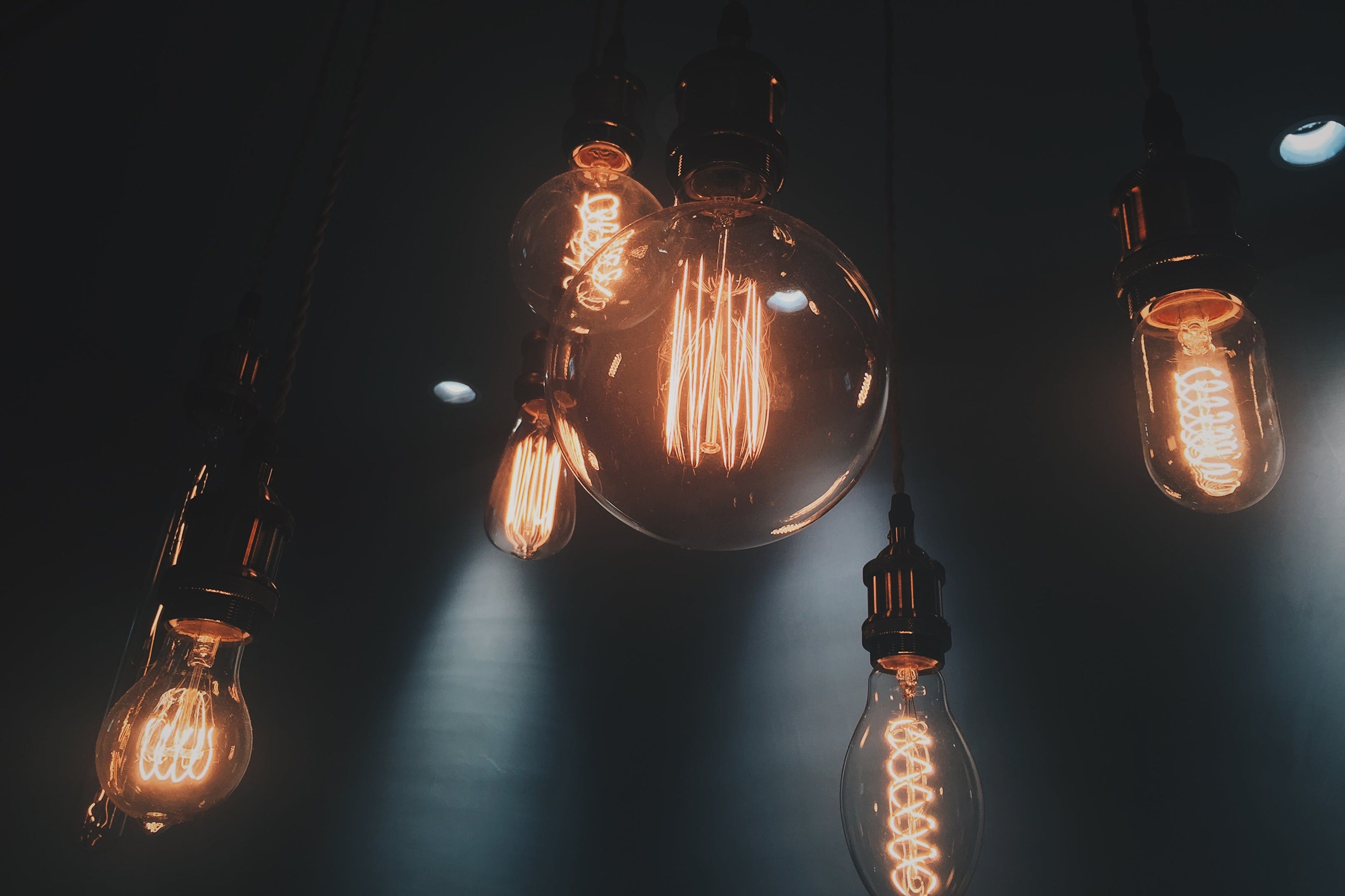 Light Bulbs In Dark Room